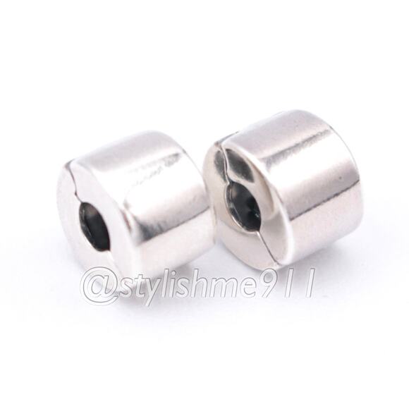 Two - Authentic PANDORA Smooth Plain Clips - 790138 - Picture 1 of 10